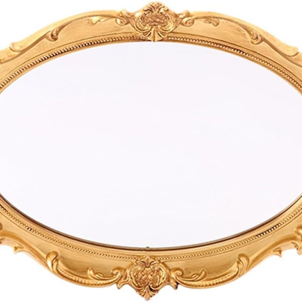 Vintage Mirror Tray Gold Framed Wall Mirror- Antique Decor for Home & Baroque Ro - Picture 9 of 9